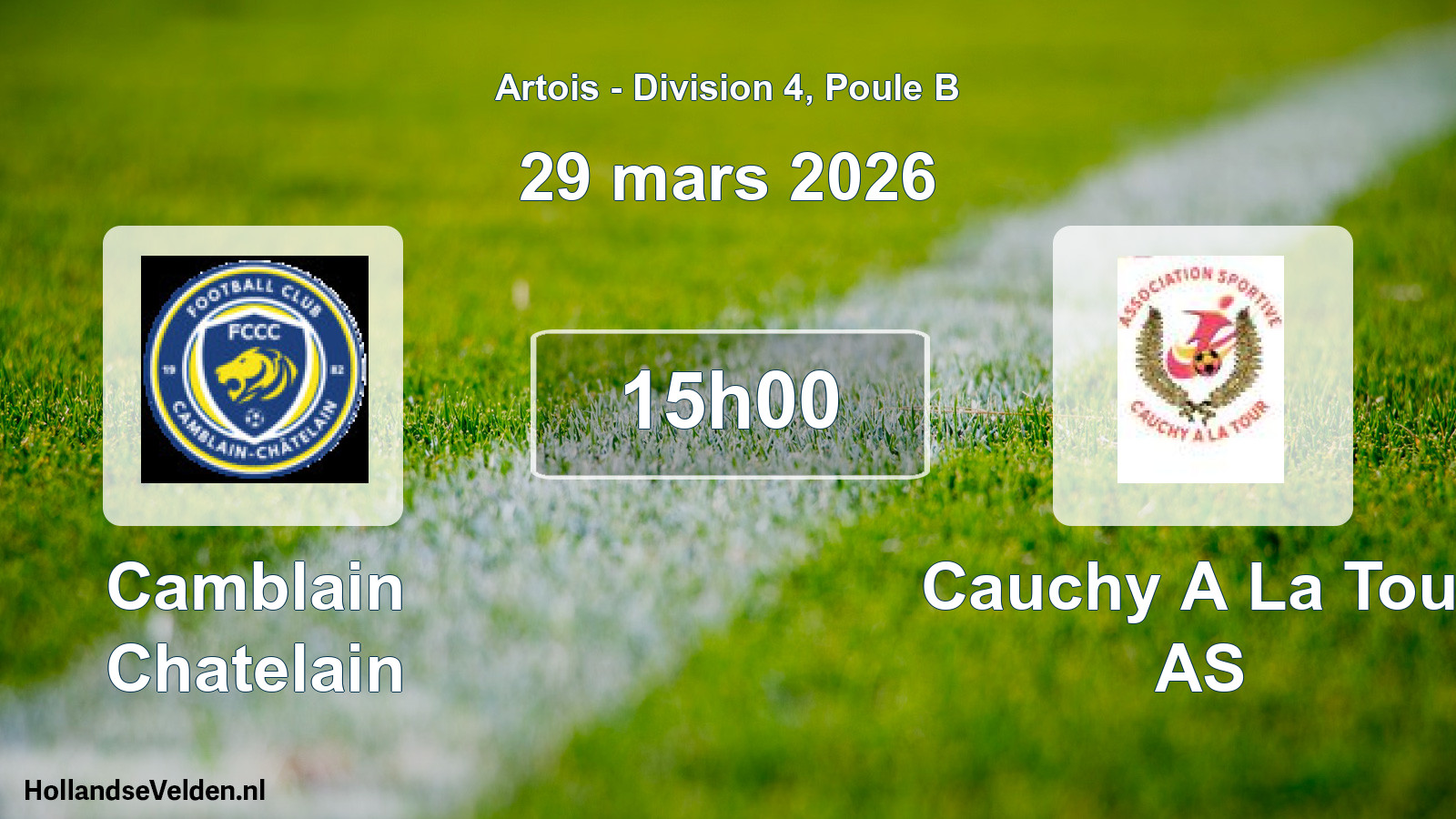 Match programmé: Camblain Chatelain - Cauchy A La Tour AS (29 mars 2026)