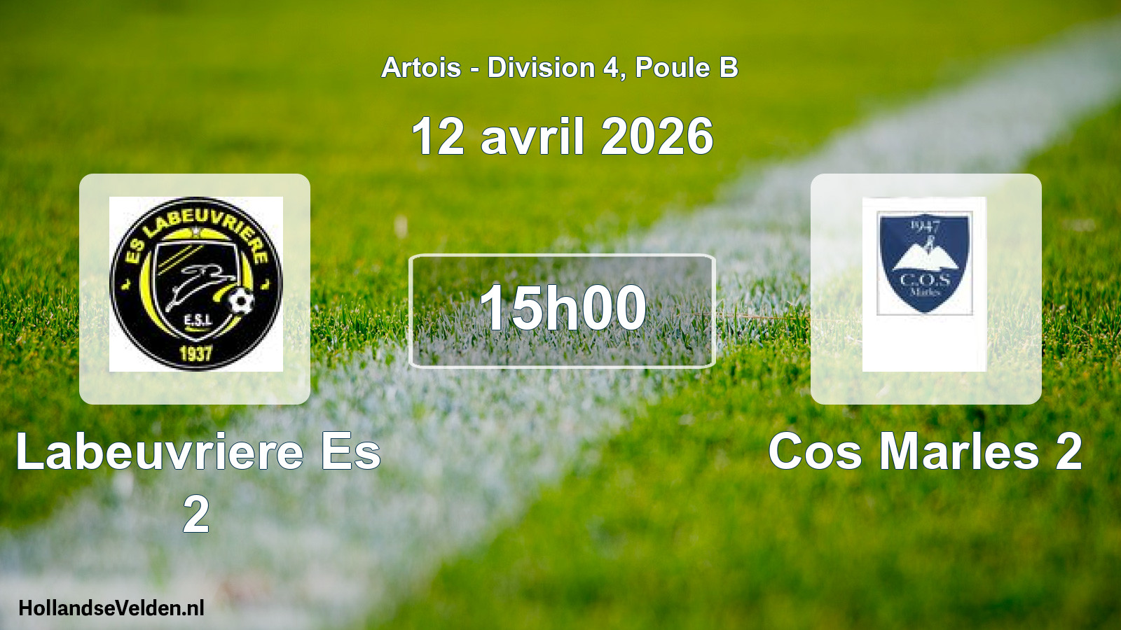 Match programmé: Labeuvriere Es 2 - Cos Marles 2 (12 avril 2026)