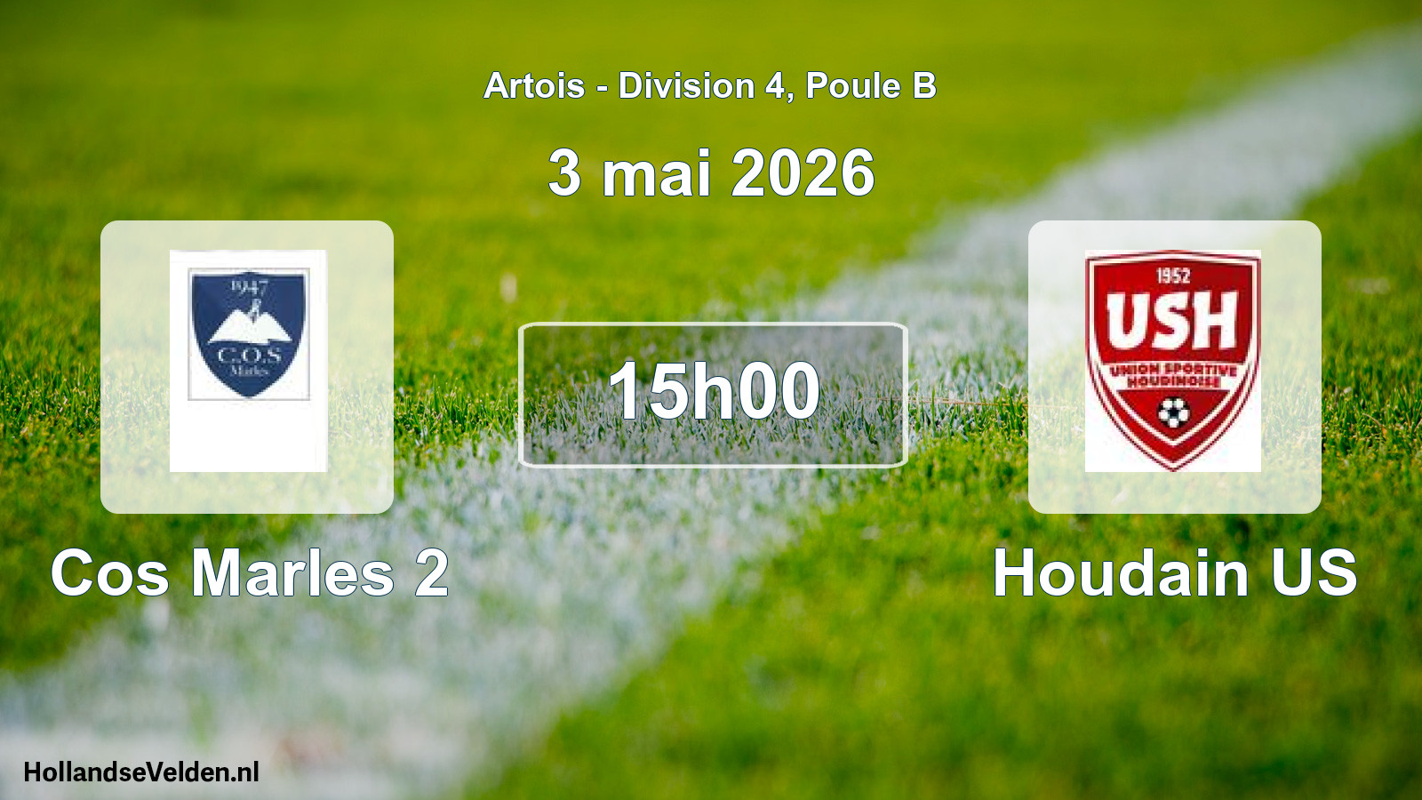Match programmé: Cos Marles 2 - Houdain US (3 mai 2026)