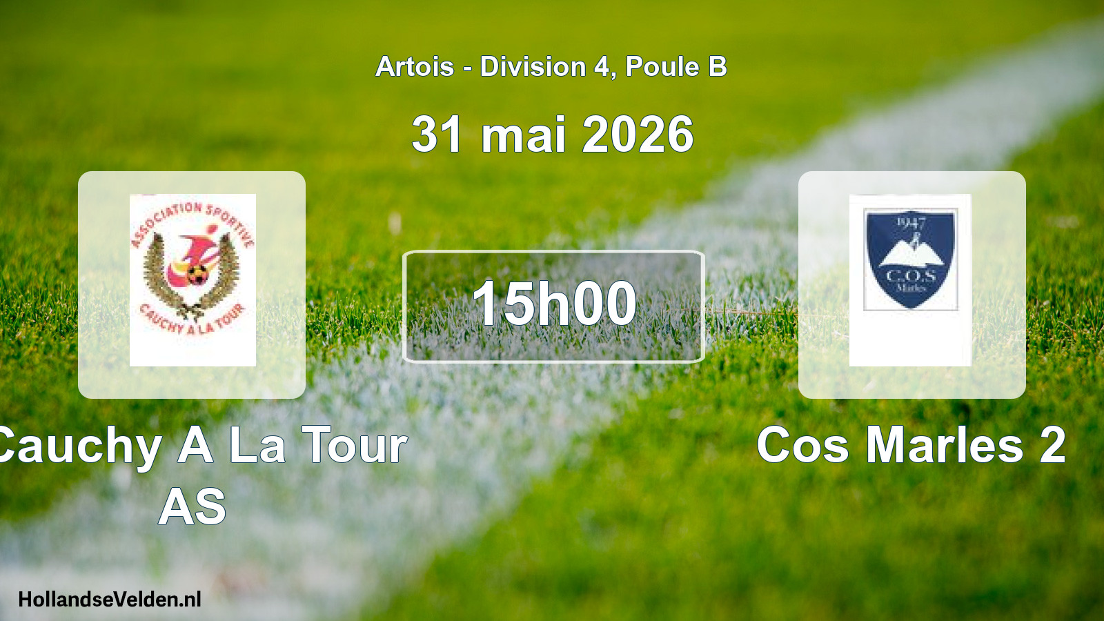 Match programmé: Cauchy A La Tour AS - Cos Marles 2 (31 mai 2026)