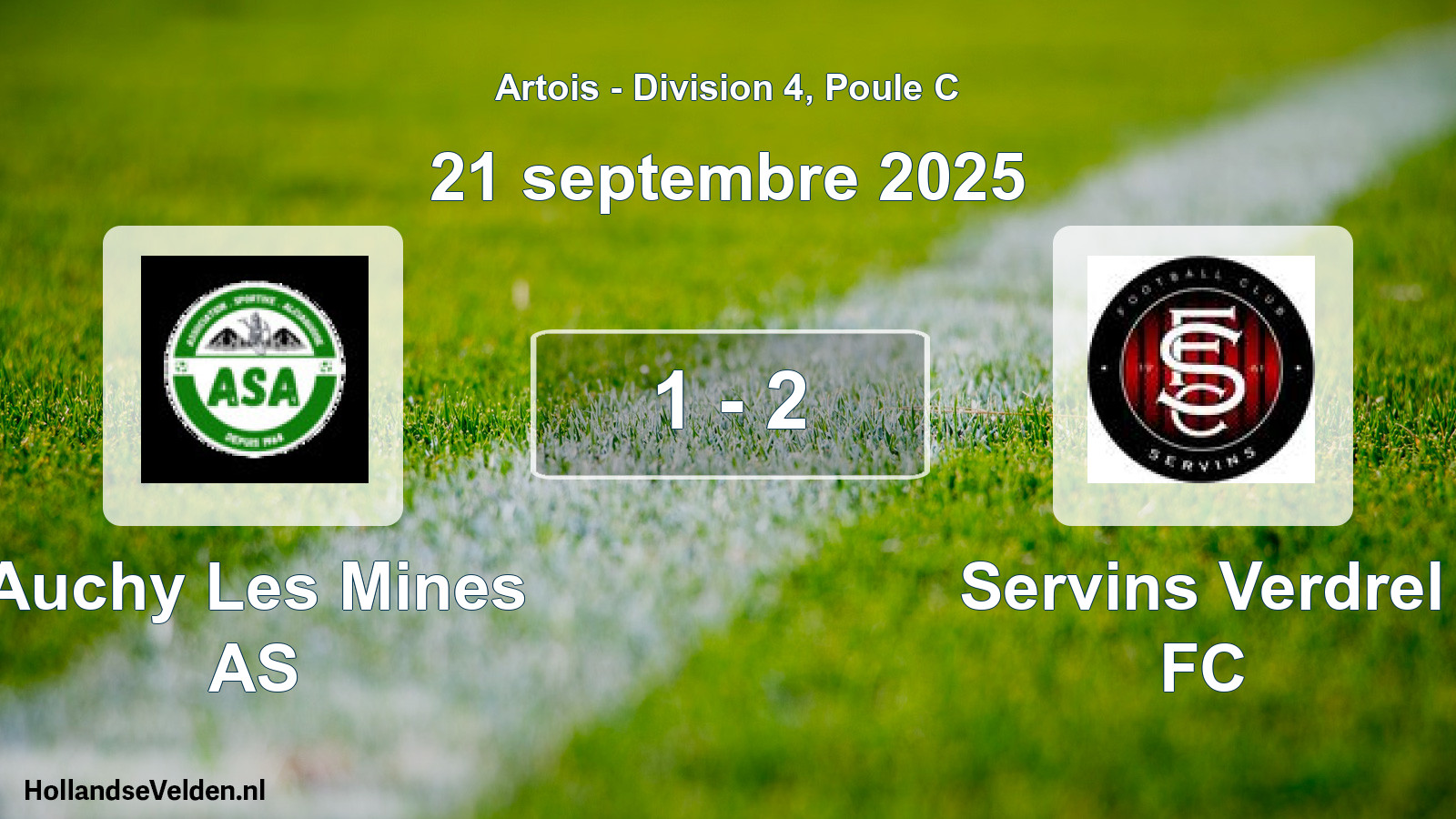 Match joué: Auchy Les Mines AS - Servins Verdrel FC 1 - 2 (21 septembre 2025)
