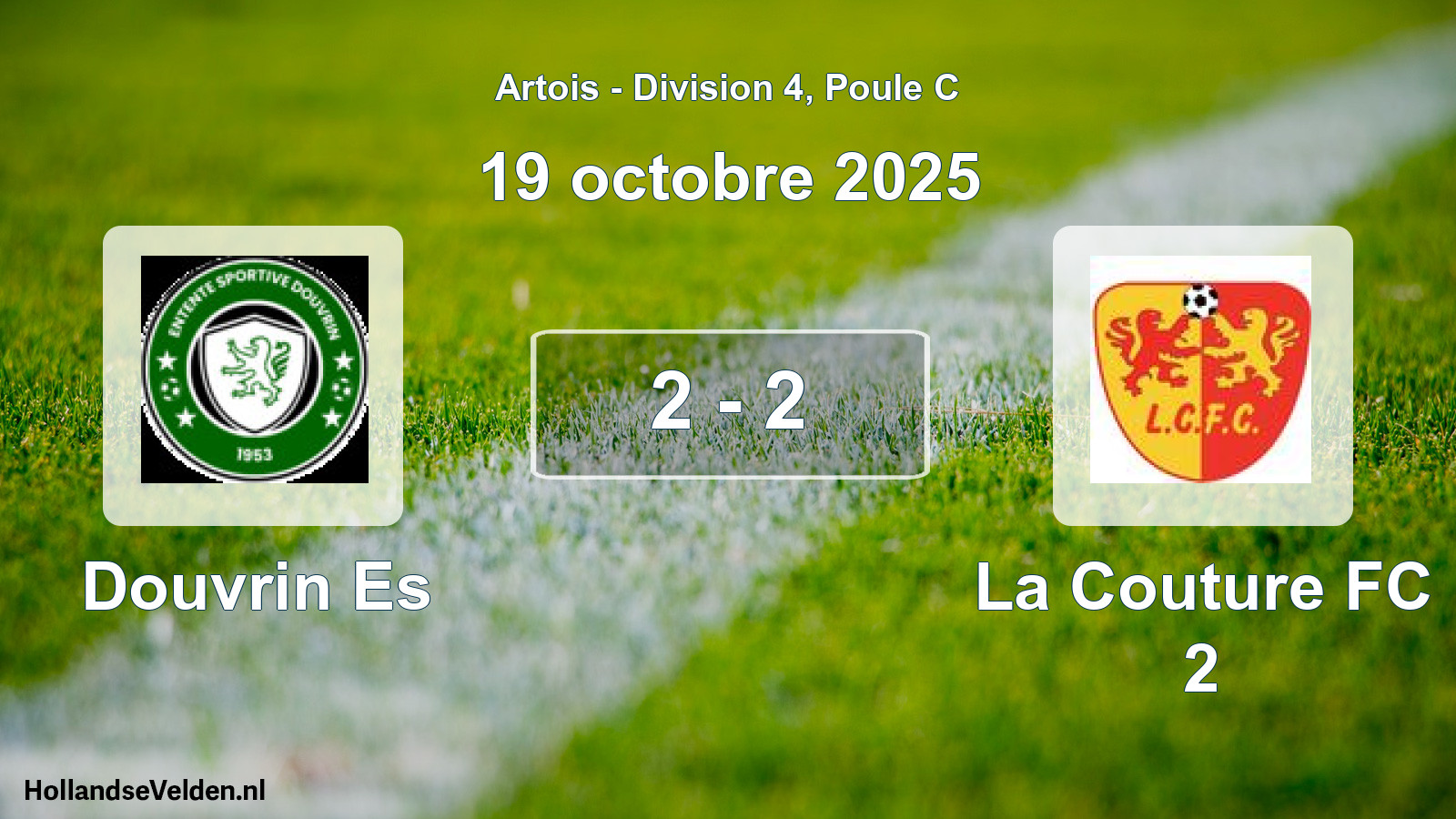 Total number of matches played: Douvrin Es - La Couture FC 2 2 - 2 (19 October 2025)