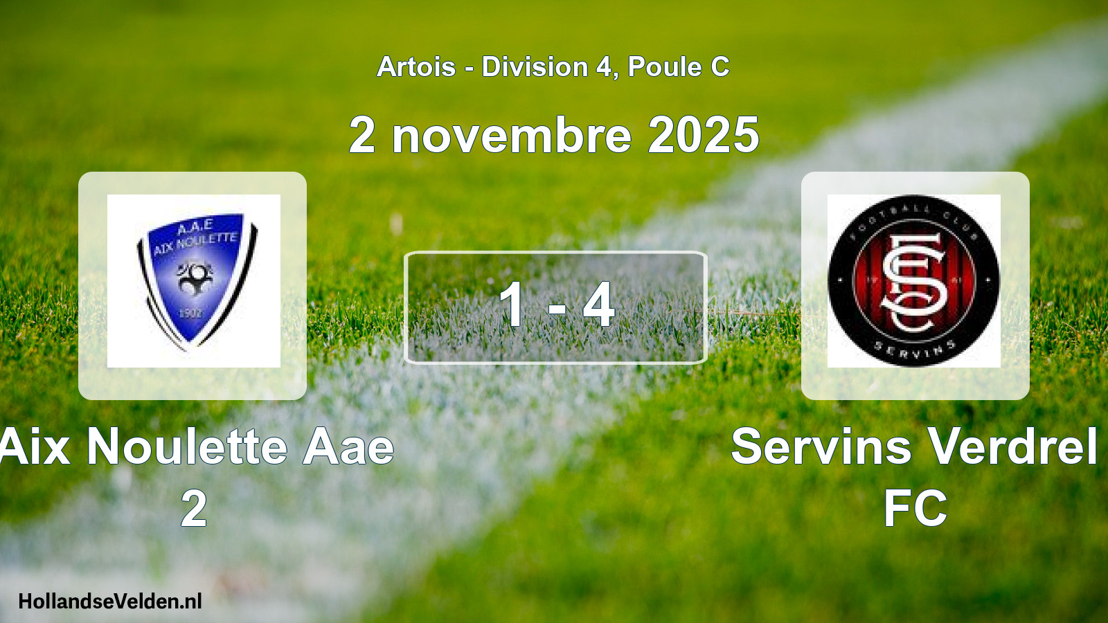 Match joué: Aix Noulette Aae 2 - Servins Verdrel FC 1 - 4 (2 novembre 2025)