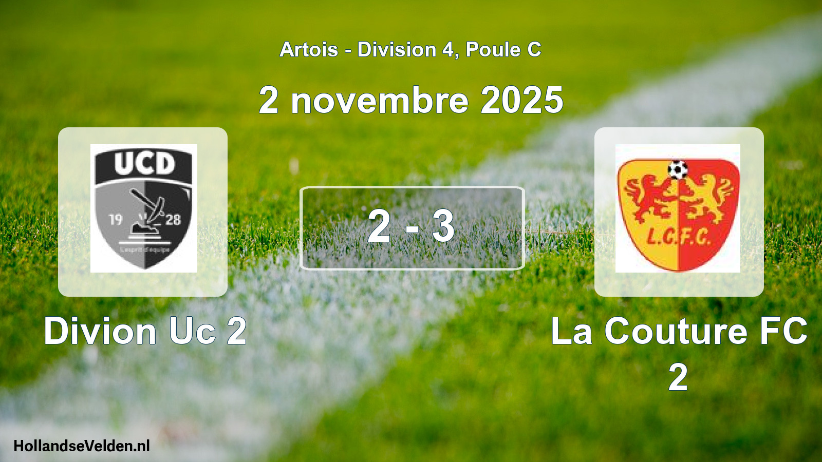 Match joué: Divion Uc 2 - La Couture FC 2 2 - 3 (2 novembre 2025)
