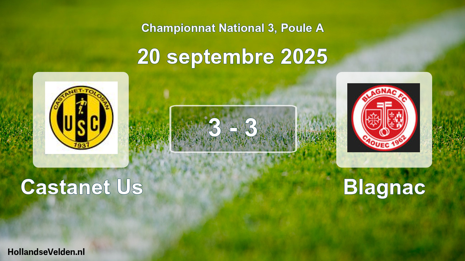 Total number of matches played: Castanet Us - Blagnac 3 - 3 (20 September 2025)