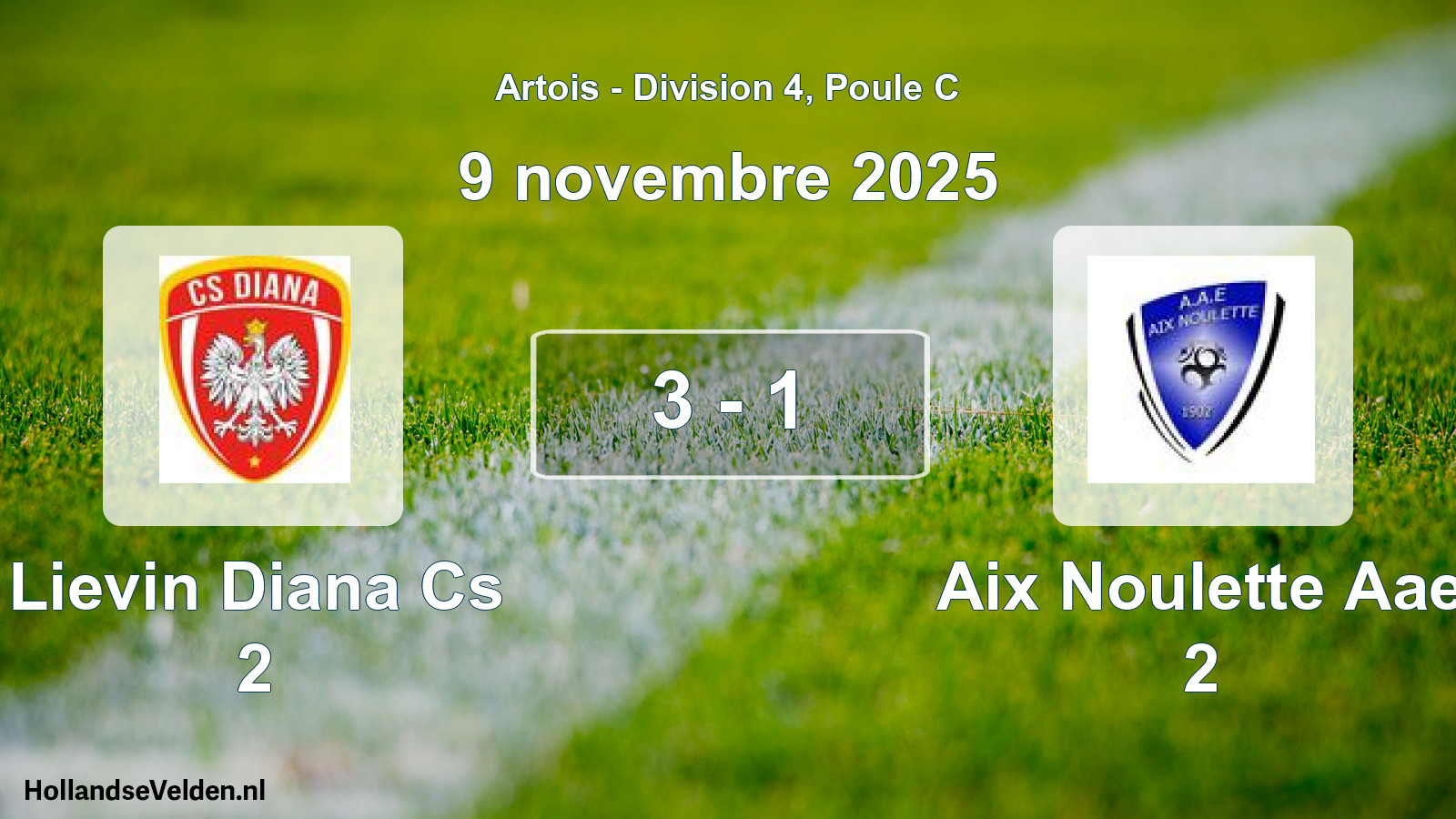 Match joué: Lievin Diana Cs 2 - Aix Noulette Aae 2 3 - 1 (9 novembre 2025)