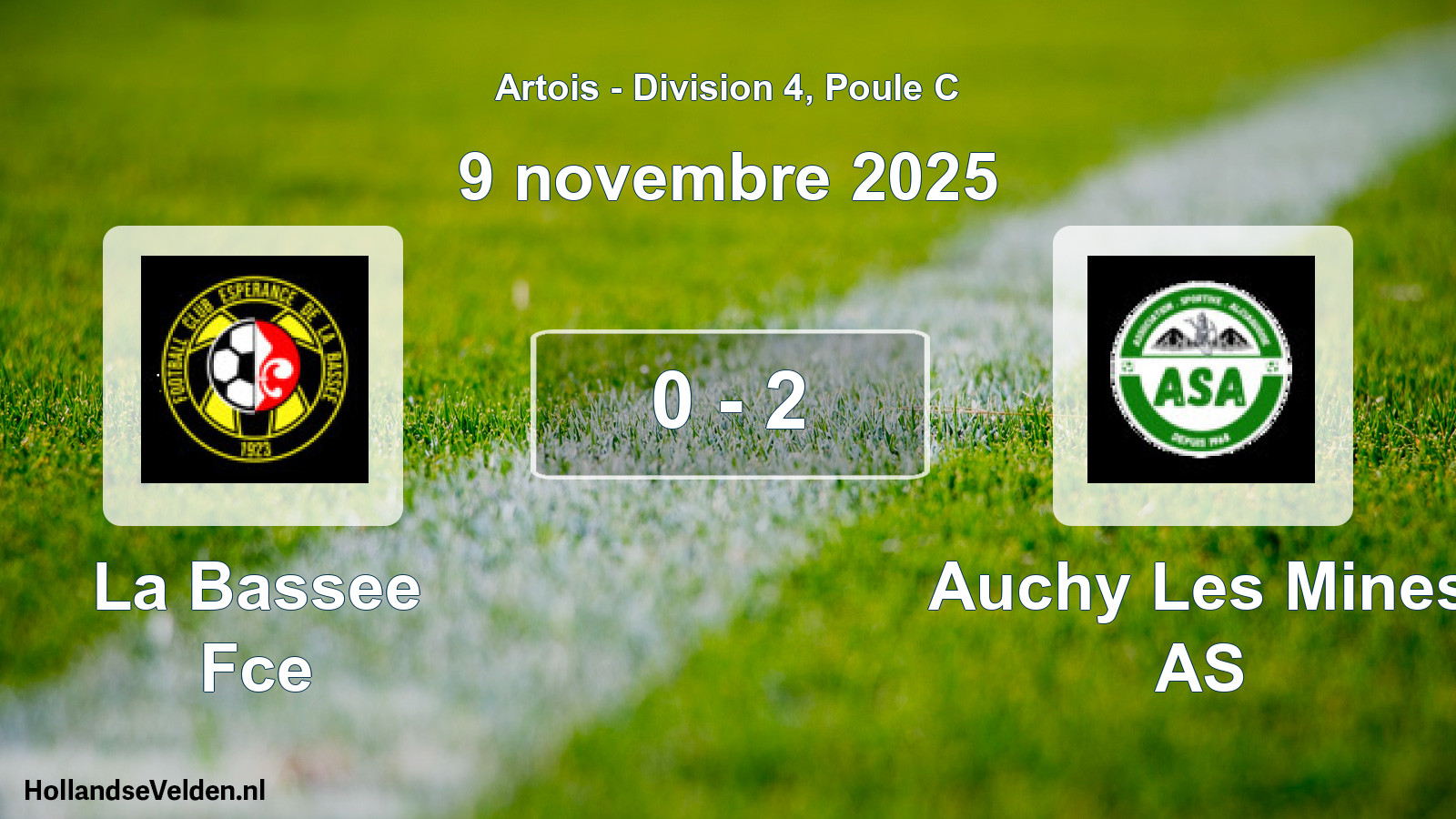 Match joué: La Bassee Fce - Auchy Les Mines AS 0 - 2 (9 novembre 2025)