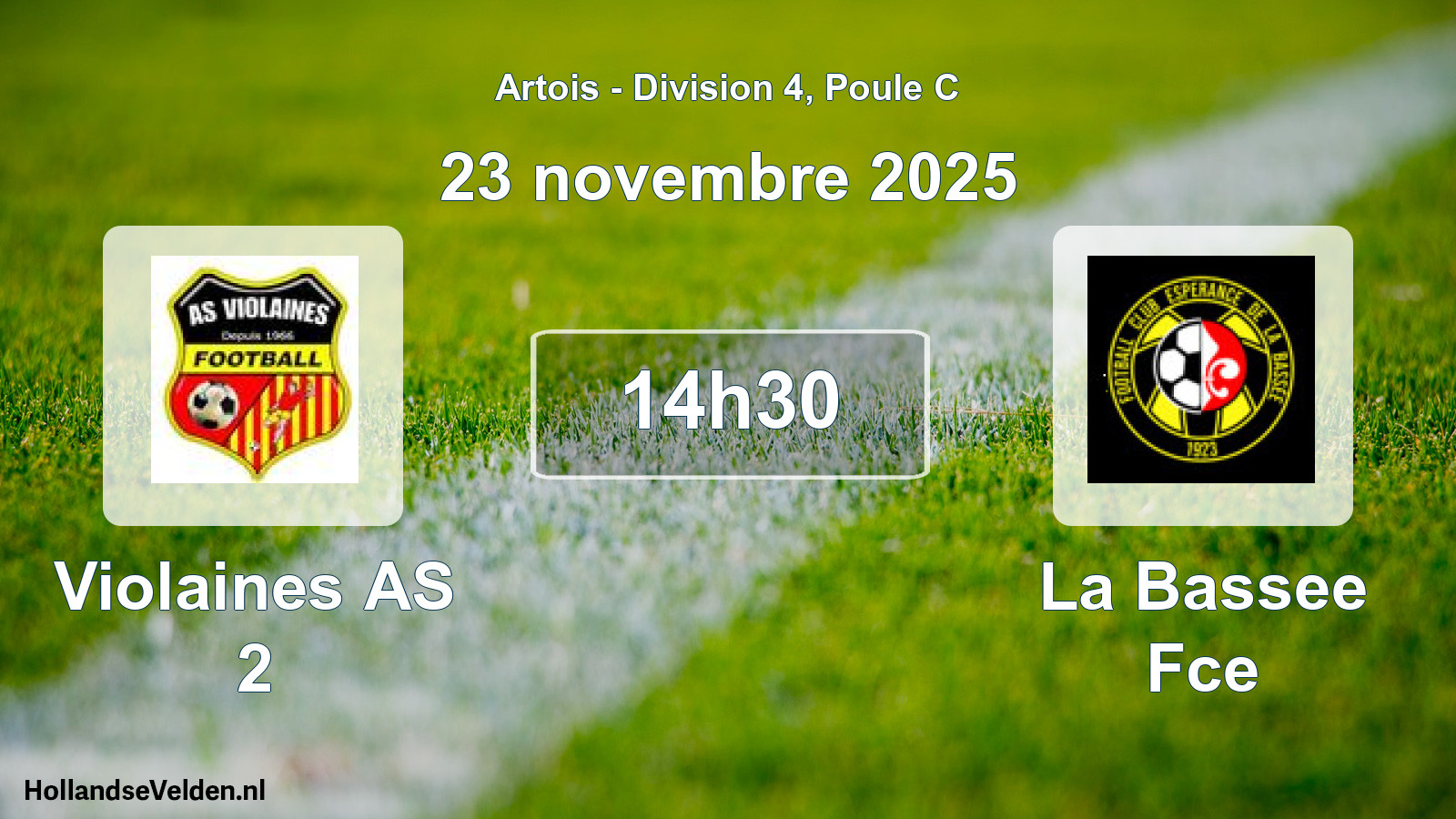 Match programmé: Violaines AS 2 - La Bassee Fce (23 novembre 2025)