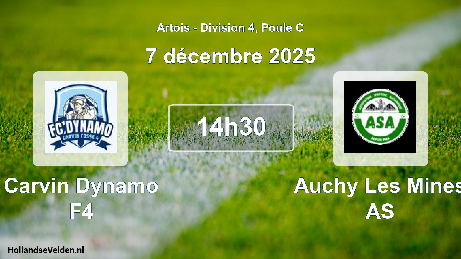 Match programmé: Carvin Dynamo F4 - Auchy Les Mines AS (7 décembre 2025)