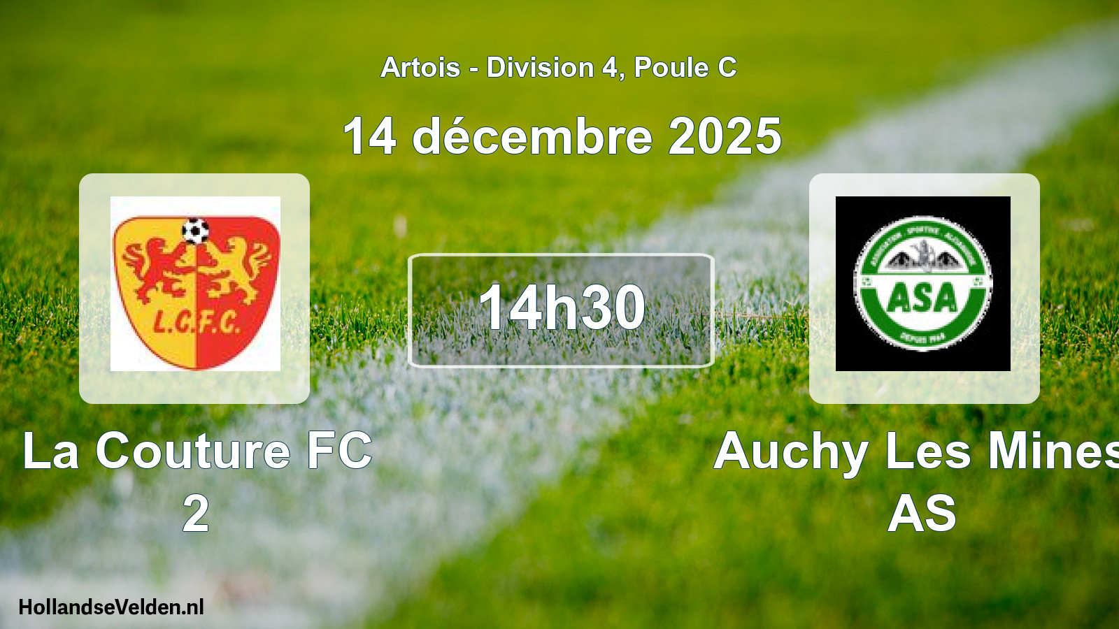 Match programmé: La Couture FC 2 - Auchy Les Mines AS (14 décembre 2025)