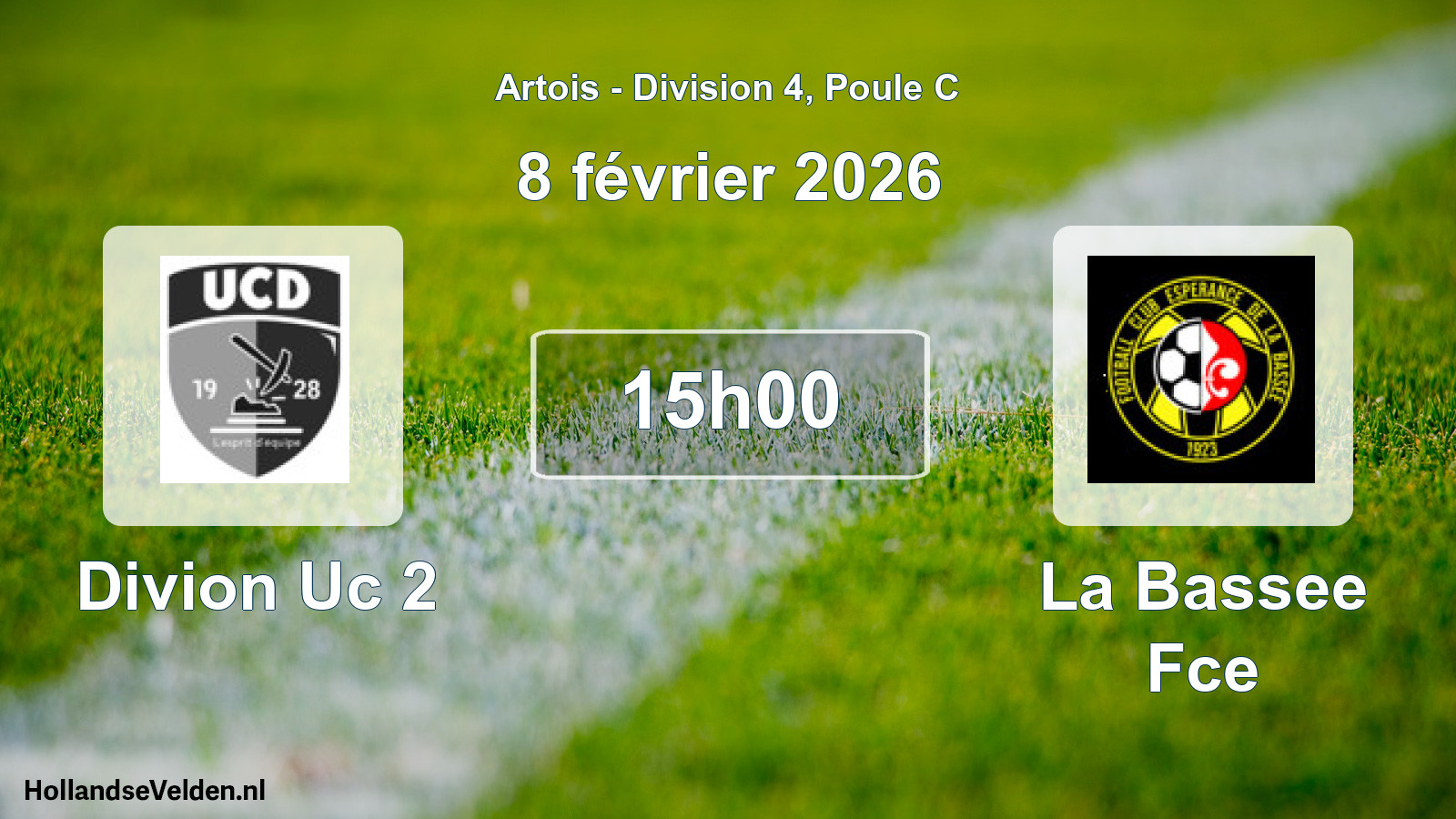 Match programmé: Divion Uc 2 - La Bassee Fce (8 février 2026)