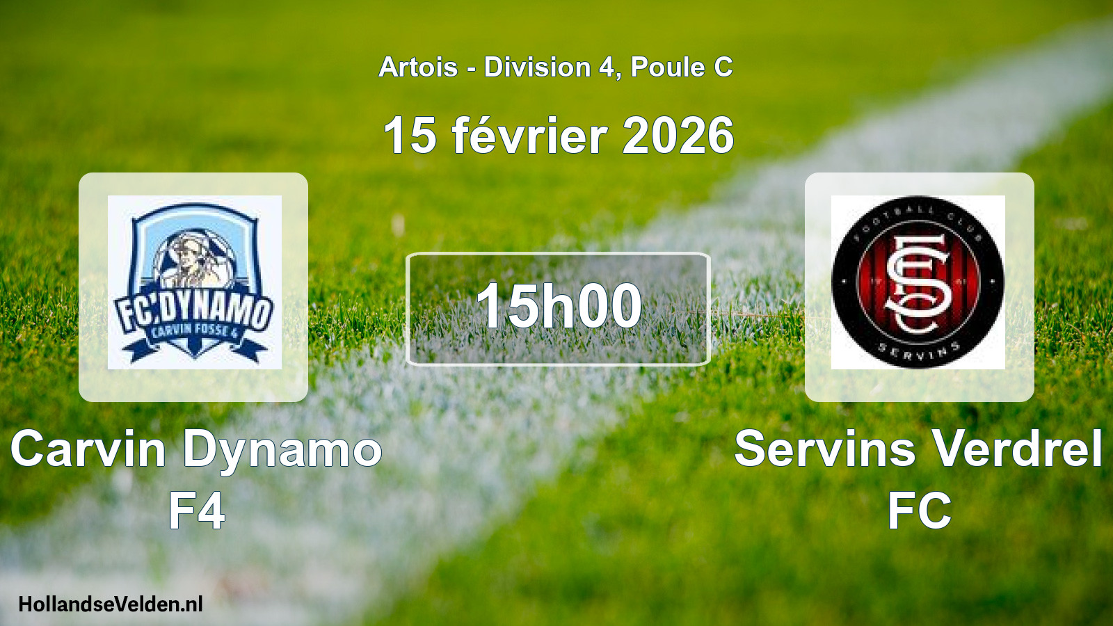 Match programmé: Carvin Dynamo F4 - Servins Verdrel FC (15 février 2026)