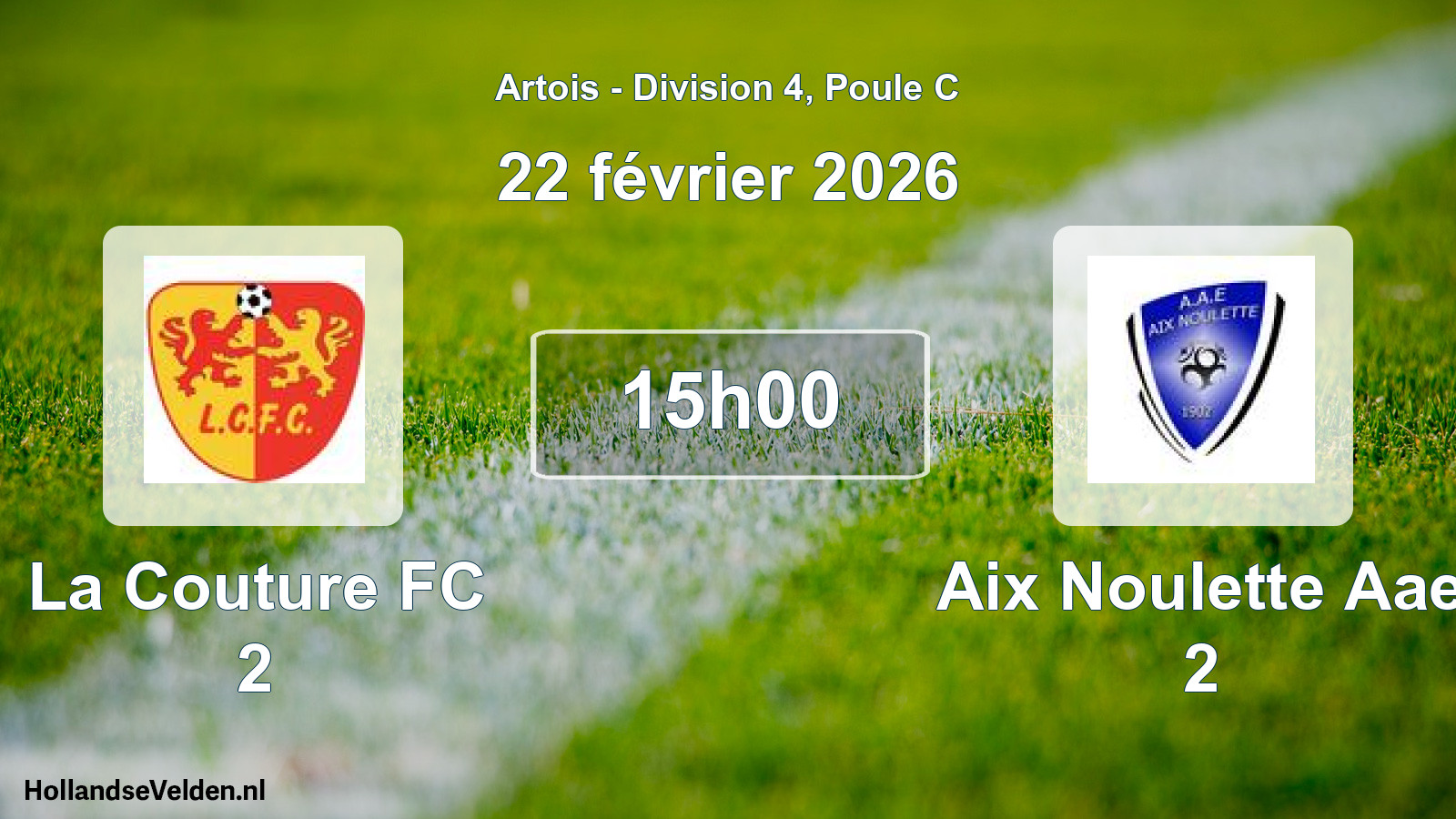 Match programmé: La Couture FC 2 - Aix Noulette Aae 2 (22 février 2026)