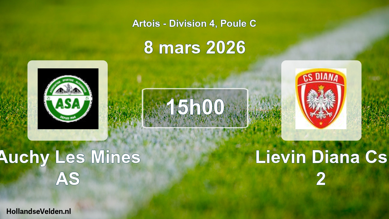 Geplande wedstrijd: Auchy Les Mines AS - Lievin Diana Cs 2 (8 maart 2026)