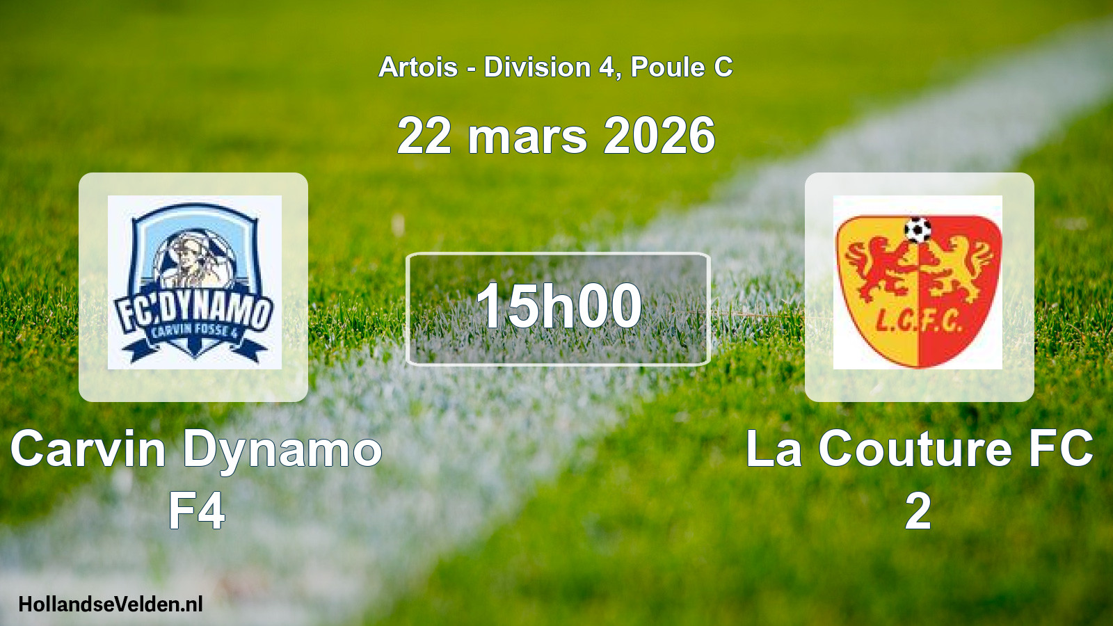 Match programmé: Carvin Dynamo F4 - La Couture FC 2 (22 mars 2026)