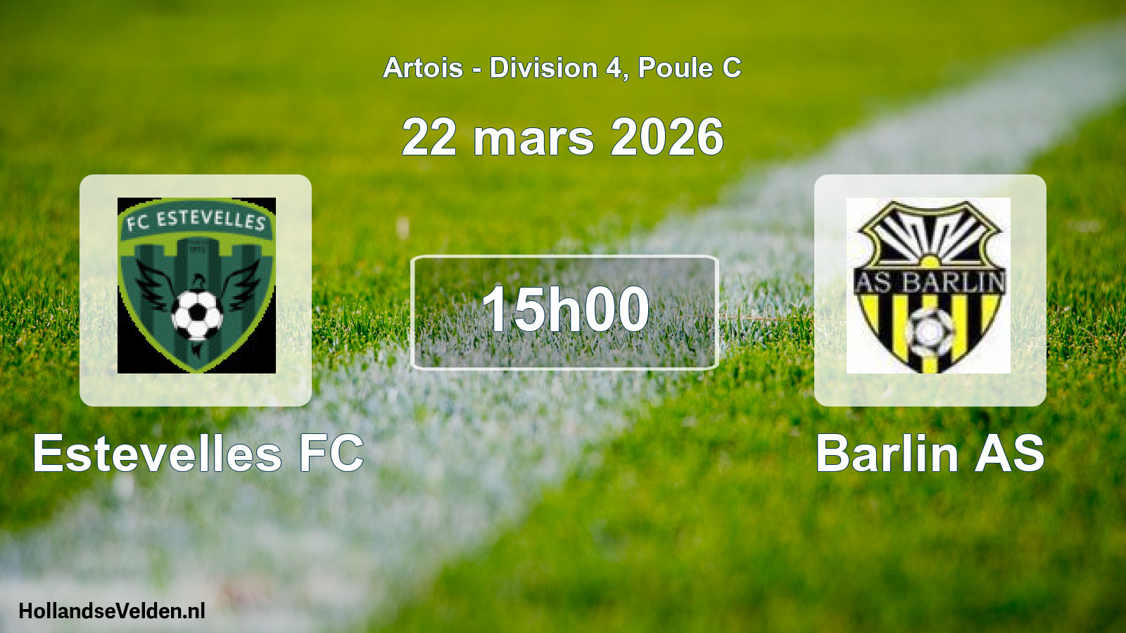 Match programmé: Estevelles FC - Barlin AS (22 mars 2026)