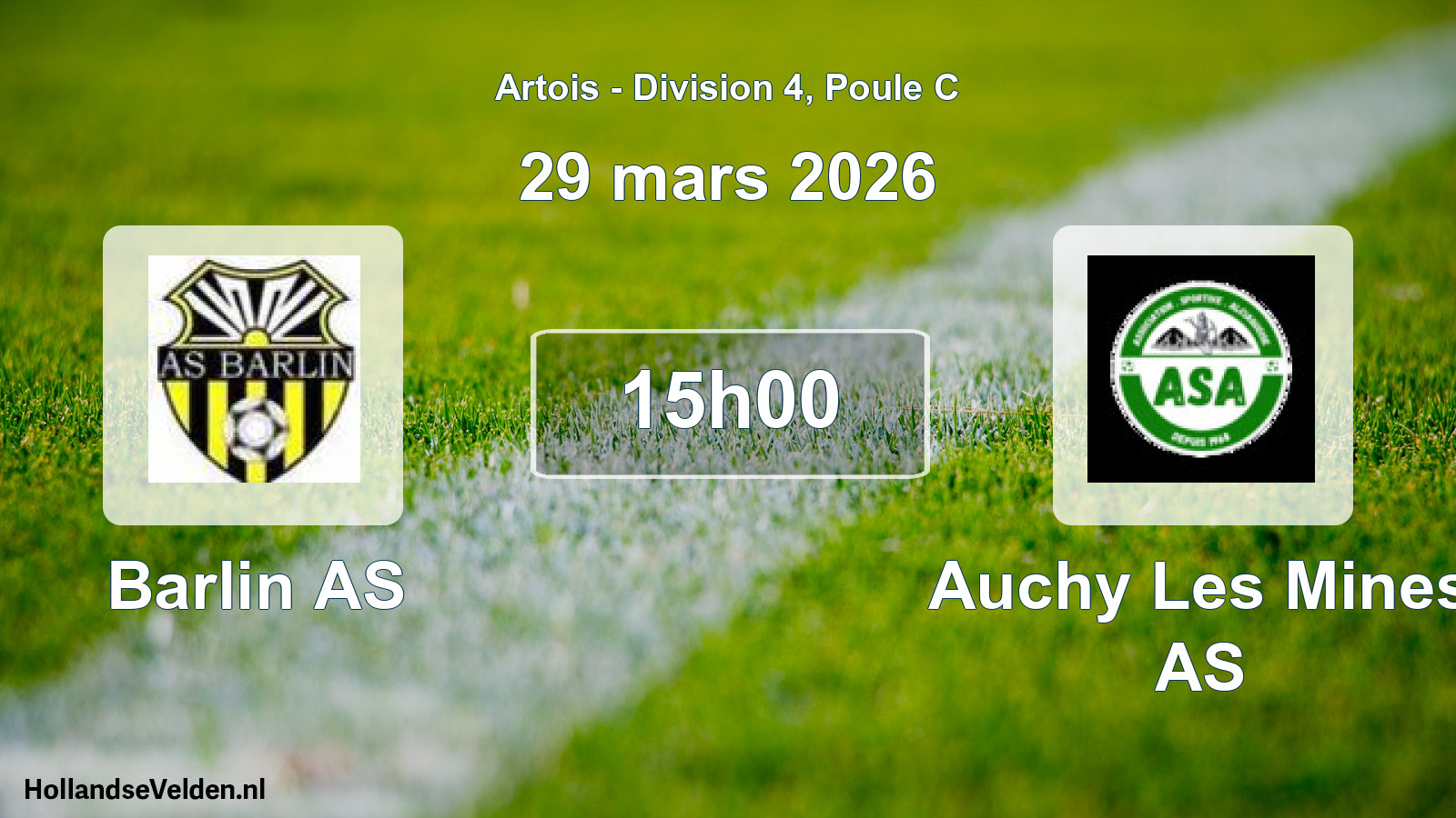 Match programmé: Barlin AS - Auchy Les Mines AS (29 mars 2026)