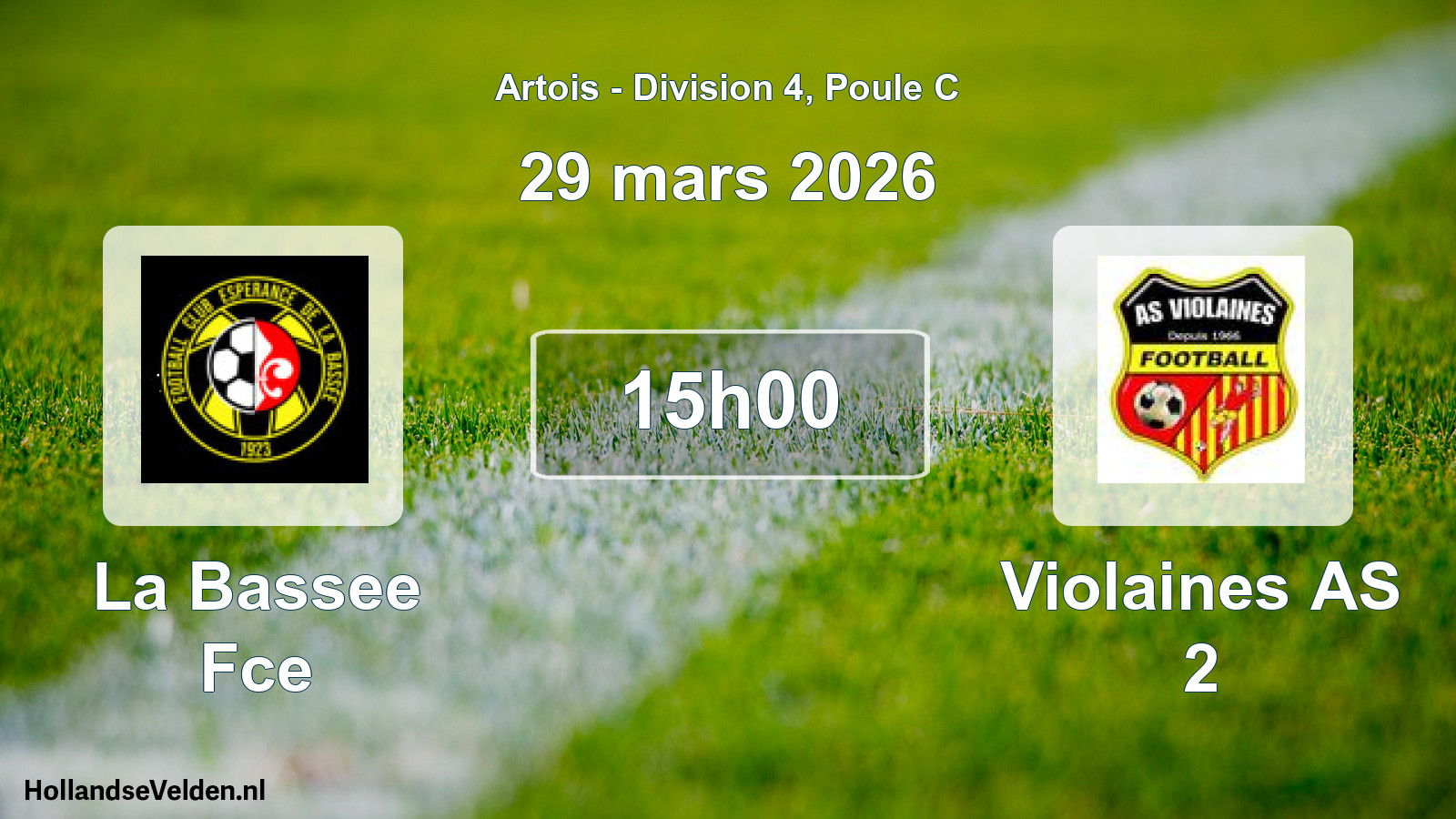 Match programmé: La Bassee Fce - Violaines AS 2 (29 mars 2026)