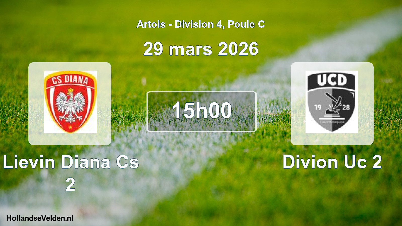 Match programmé: Lievin Diana Cs 2 - Divion Uc 2 (29 mars 2026)