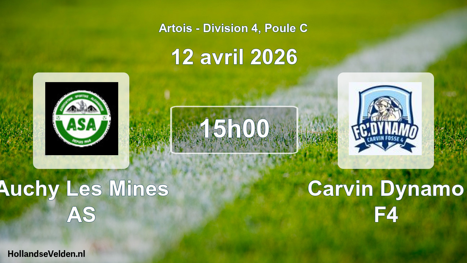 Match programmé: Auchy Les Mines AS - Carvin Dynamo F4 (12 avril 2026)