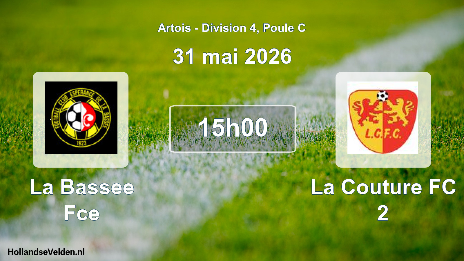 Match programmé: La Bassee Fce - La Couture FC 2 (31 mai 2026)