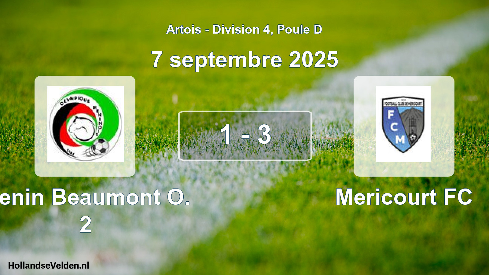 Gespeelde wedstrijd: Henin Beaumont O. 2 - Mericourt FC 1 - 3 (7 september 2025)