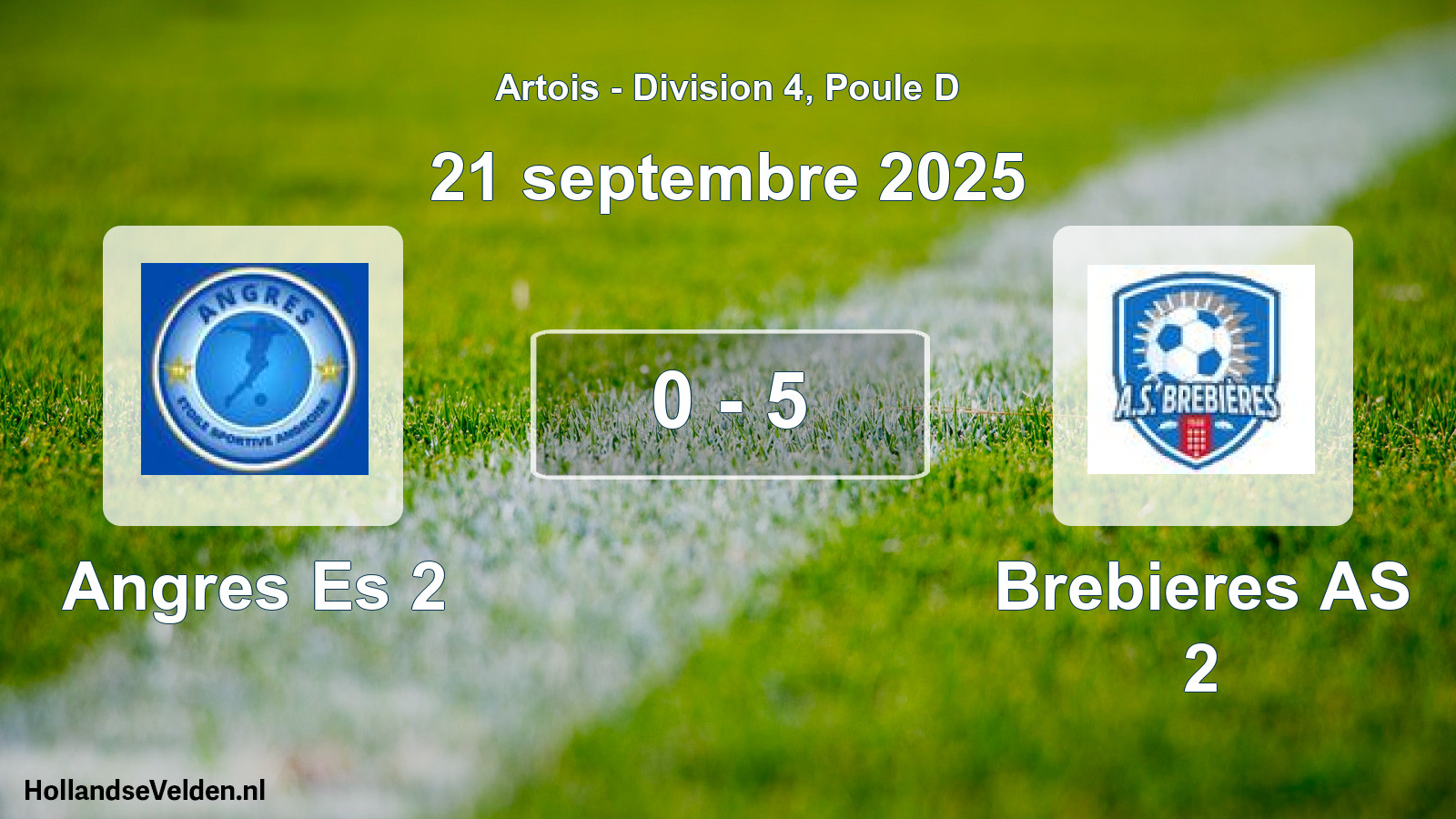 Match joué: Angres Es 2 - Brebieres AS 2 0 - 5 (21 septembre 2025)