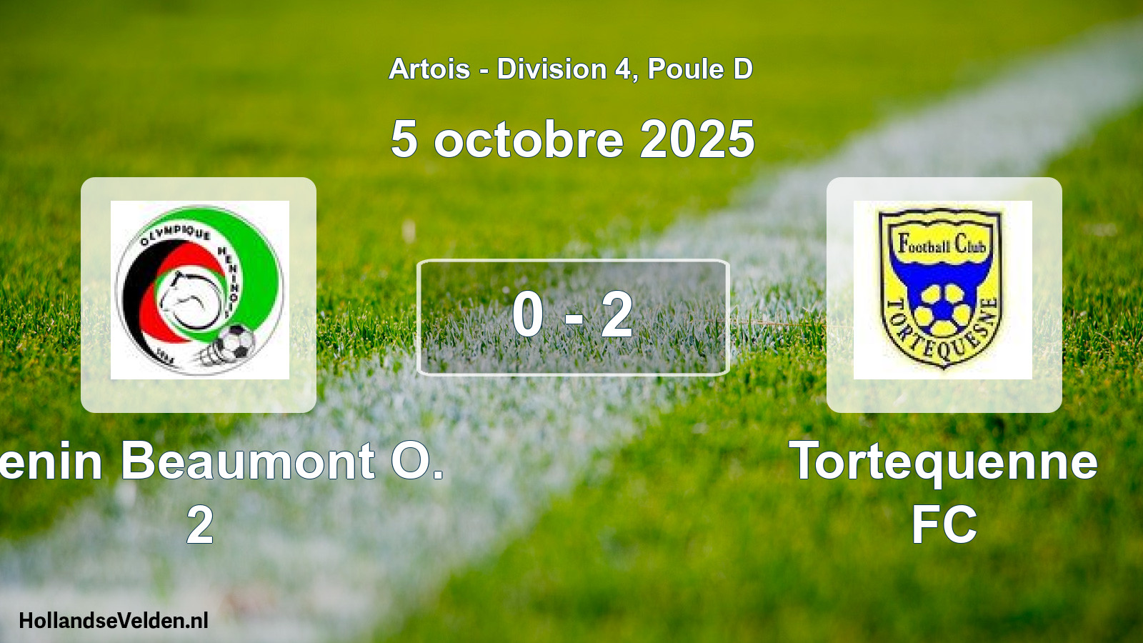 Total number of matches played: Henin Beaumont O. 2 - Tortequenne FC 0 - 2 (5 October 2025)