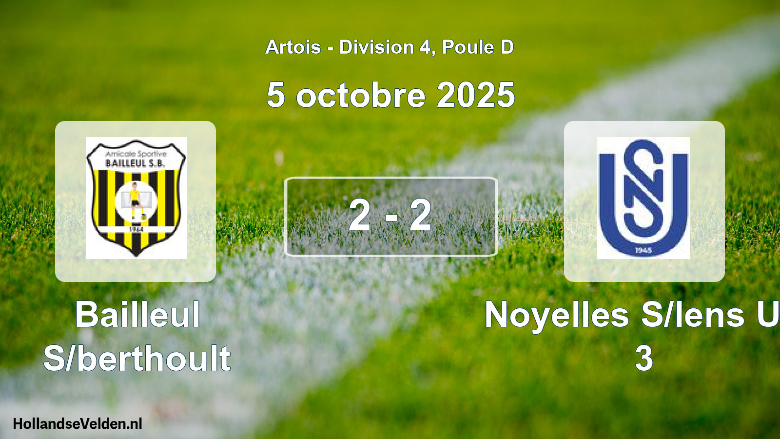 Total number of matches played: Bailleul S/berthoult - Noyelles S/lens US 3 2 - 2 (5 October 2025)