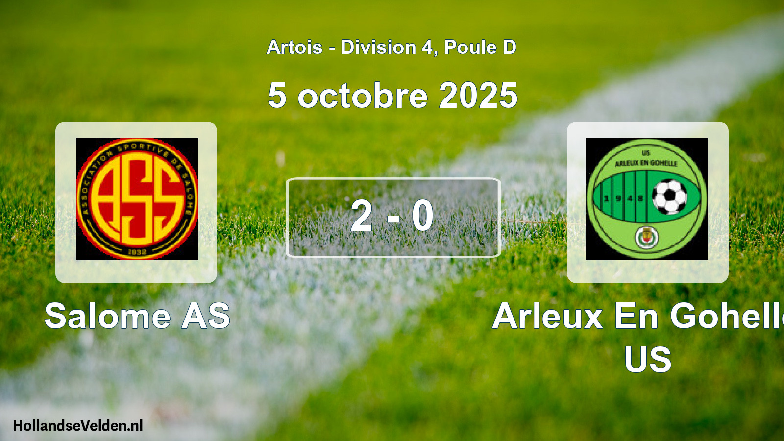 Total number of matches played: Salome AS - Arleux En Gohelle US 2 - 0 (5 October 2025)