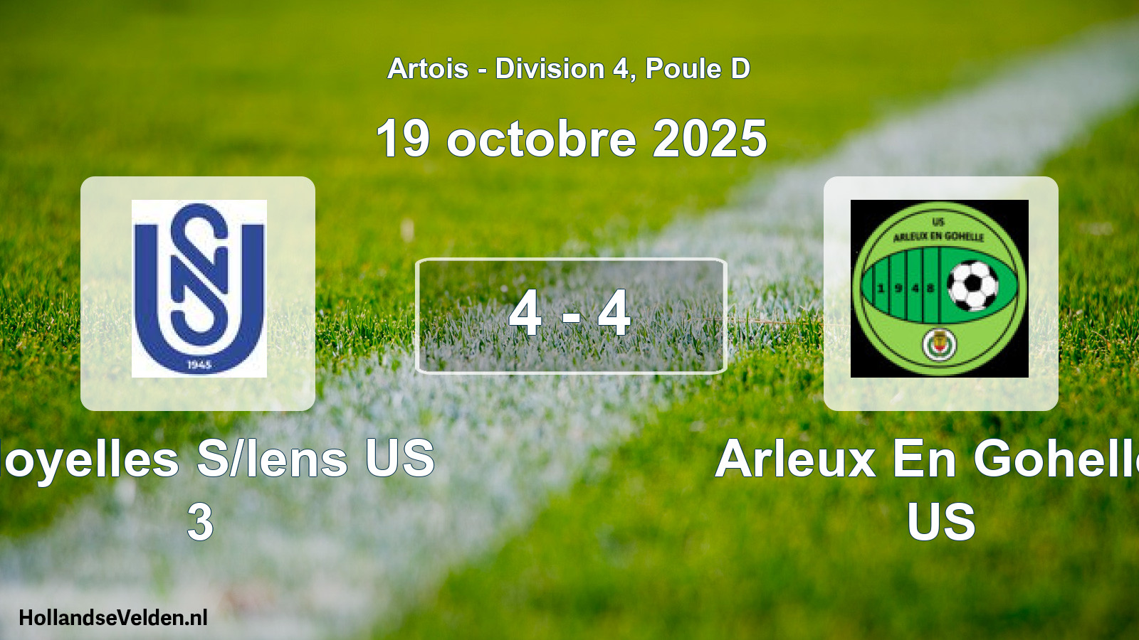 Gespeelde wedstrijd: Noyelles S/lens US 3 - Arleux En Gohelle US 4 - 4 (19 oktober 2025)