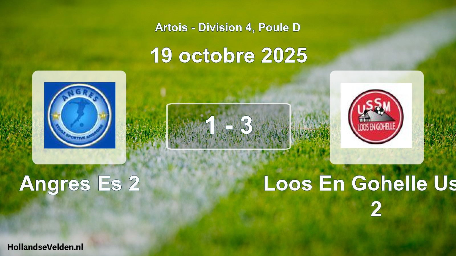 Match joué: Angres Es 2 - Loos En Gohelle Ussm 2 1 - 3 (19 octobre 2025)