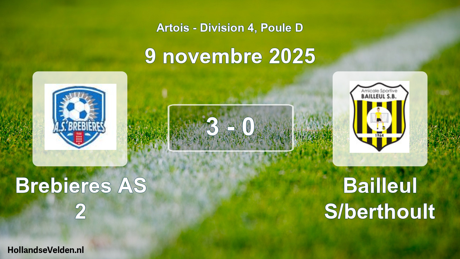 Gespeelde wedstrijd: Brebieres AS 2 - Bailleul S/berthoult 3 - 0 (9 november 2025)