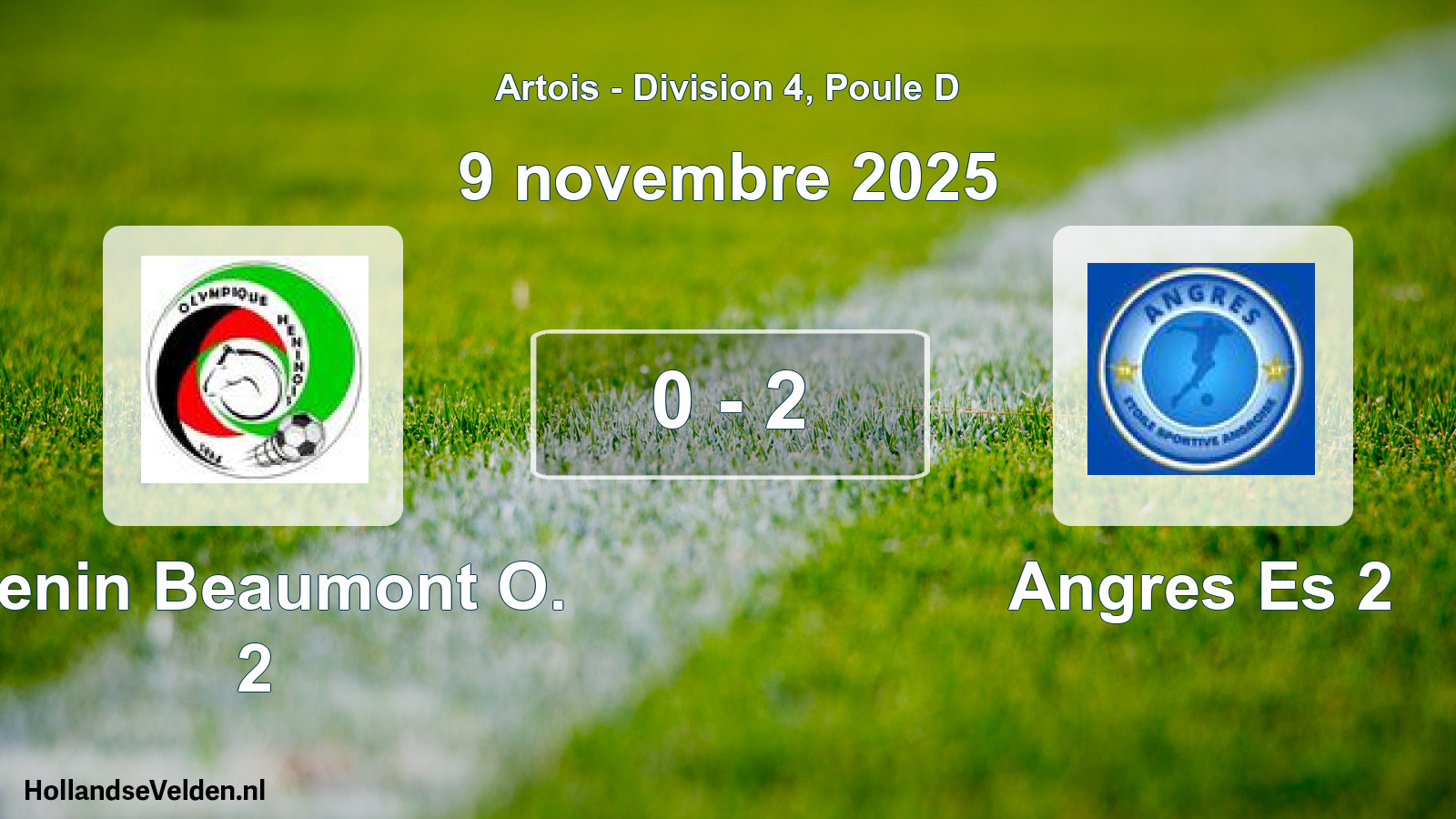 Match joué: Henin Beaumont O. 2 - Angres Es 2 0 - 2 (9 novembre 2025)