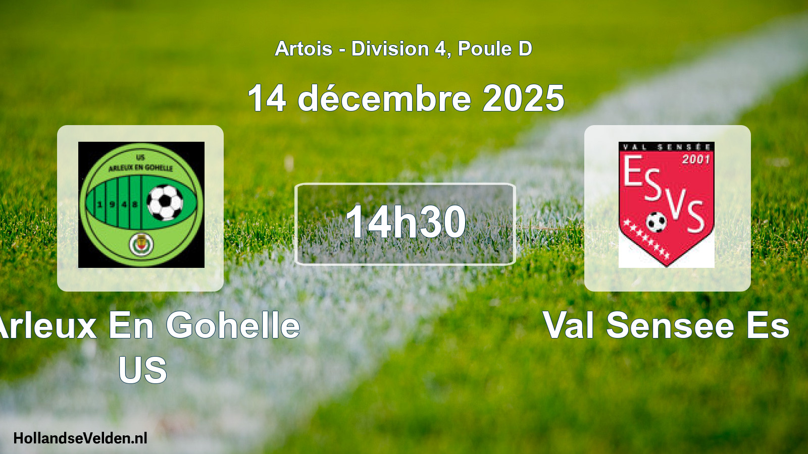 Match programmé: Arleux En Gohelle US - Val Sensee Es (14 décembre 2025)
