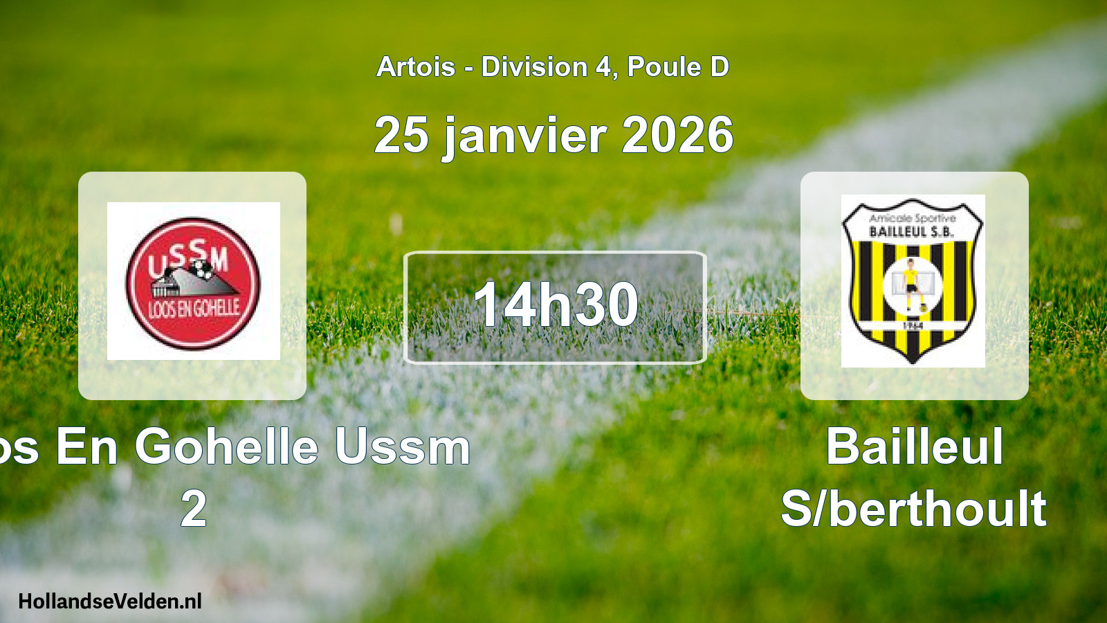 Match programmé: Loos En Gohelle Ussm 2 - Bailleul S/berthoult (25 janvier 2026)