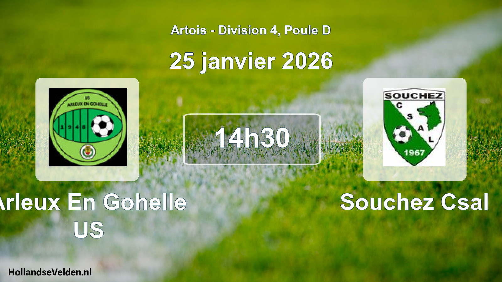 Match programmé: Arleux En Gohelle US - Souchez Csal (25 janvier 2026)