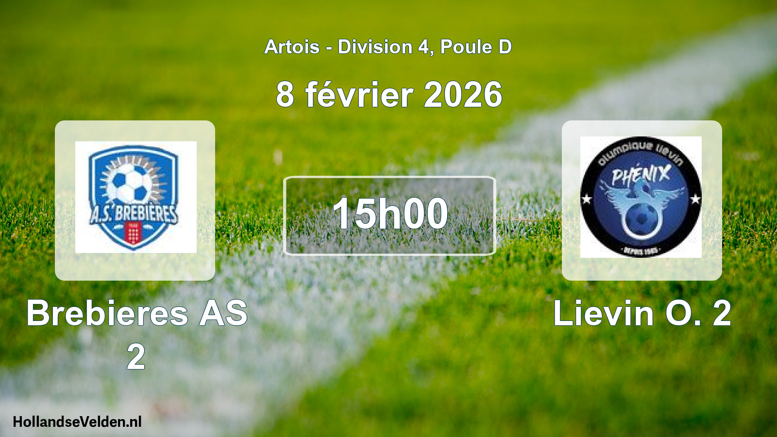 Match programmé: Brebieres AS 2 - Lievin O. 2 (8 février 2026)