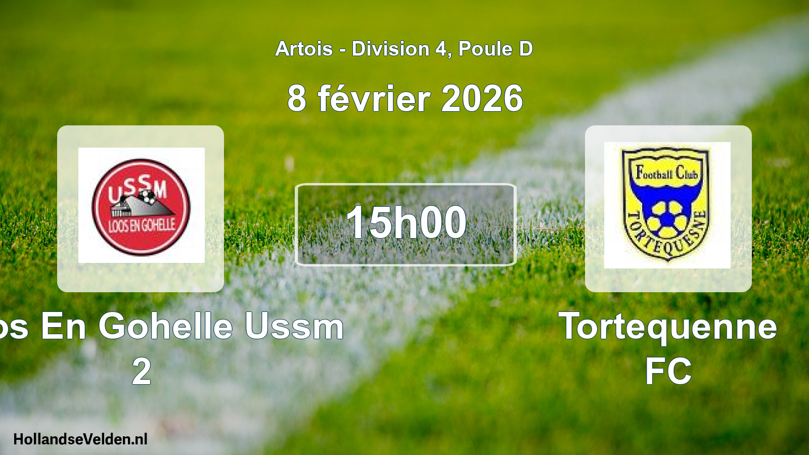 Match programmé: Loos En Gohelle Ussm 2 - Tortequenne FC (8 février 2026)