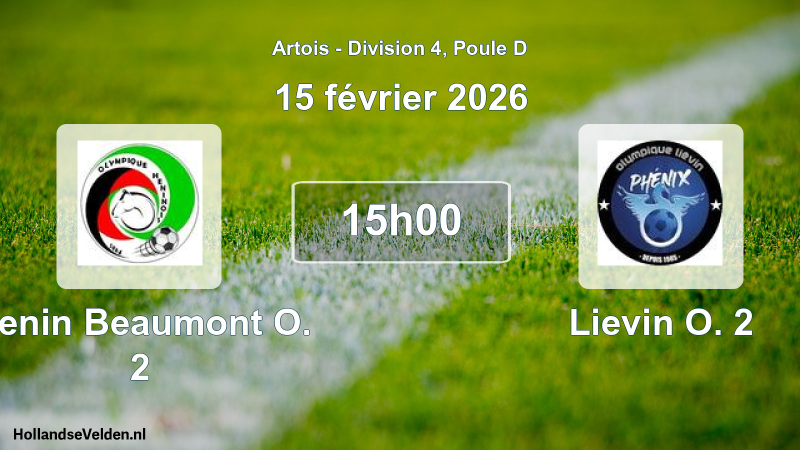 Match programmé: Henin Beaumont O. 2 - Lievin O. 2 (15 février 2026)