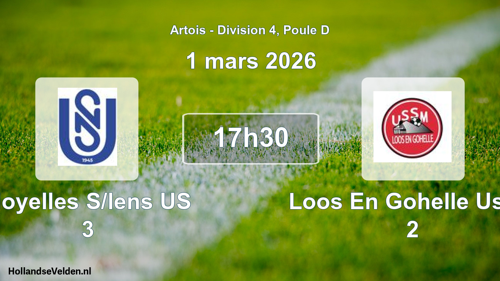 Match programmé: Noyelles S/lens US 3 - Loos En Gohelle Ussm 2 (1 mars 2026)