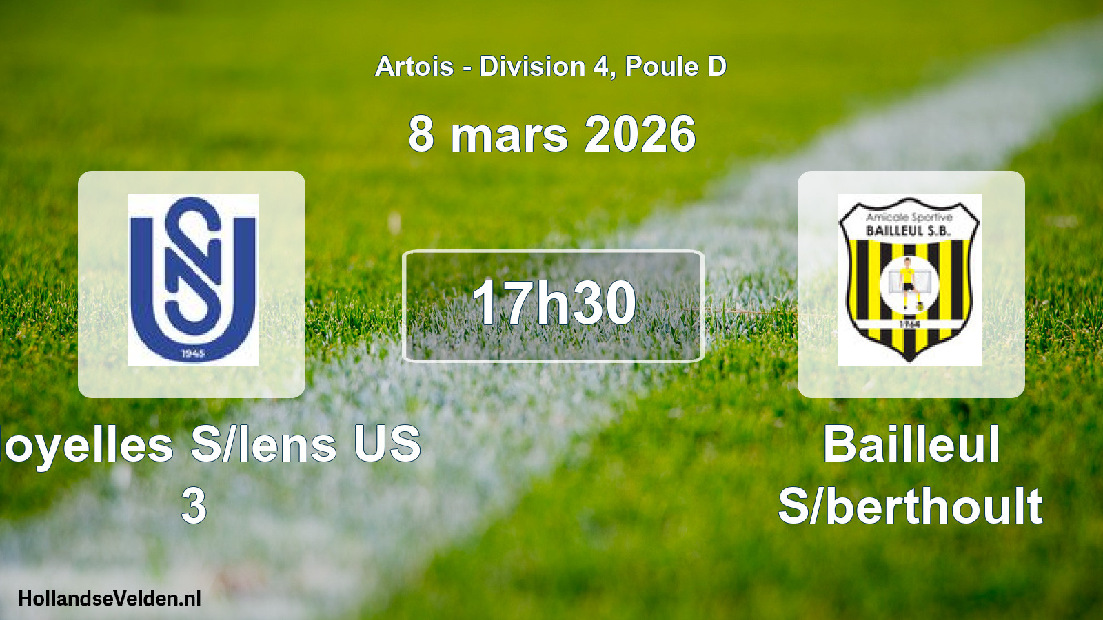 Match programmé: Noyelles S/lens US 3 - Bailleul S/berthoult (8 mars 2026)