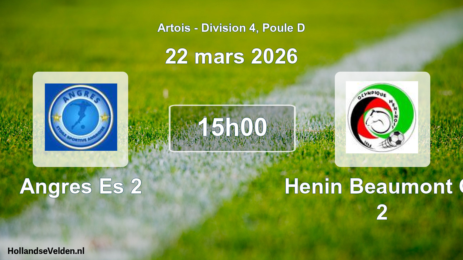 Match programmé: Angres Es 2 - Henin Beaumont O. 2 (22 mars 2026)