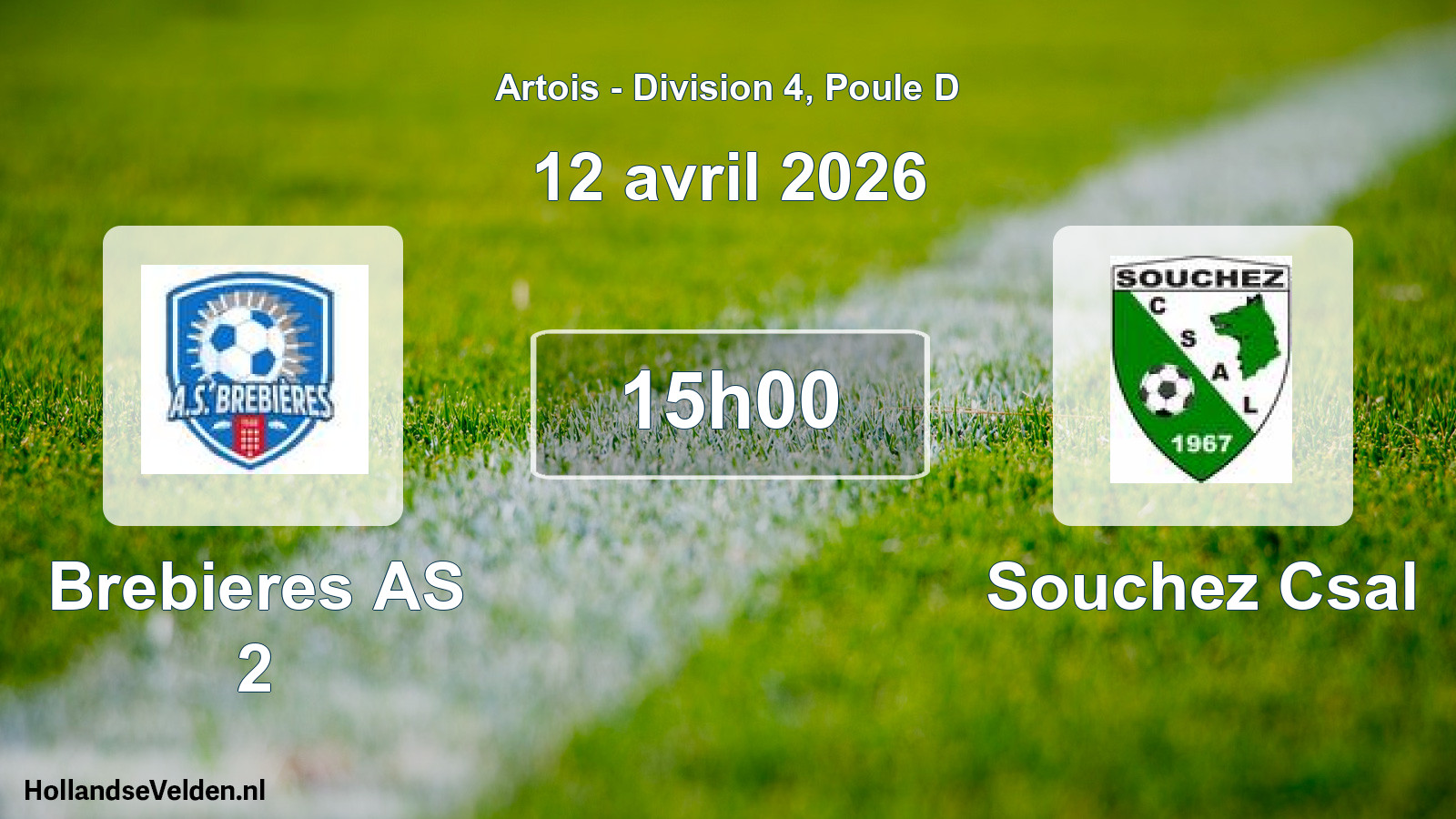 Match programmé: Brebieres AS 2 - Souchez Csal (12 avril 2026)