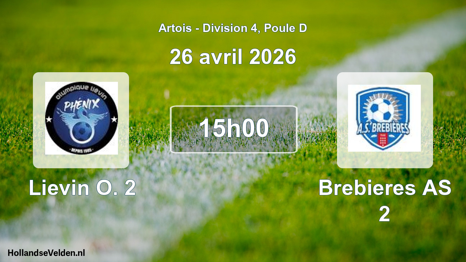 Match programmé: Lievin O. 2 - Brebieres AS 2 (26 avril 2026)