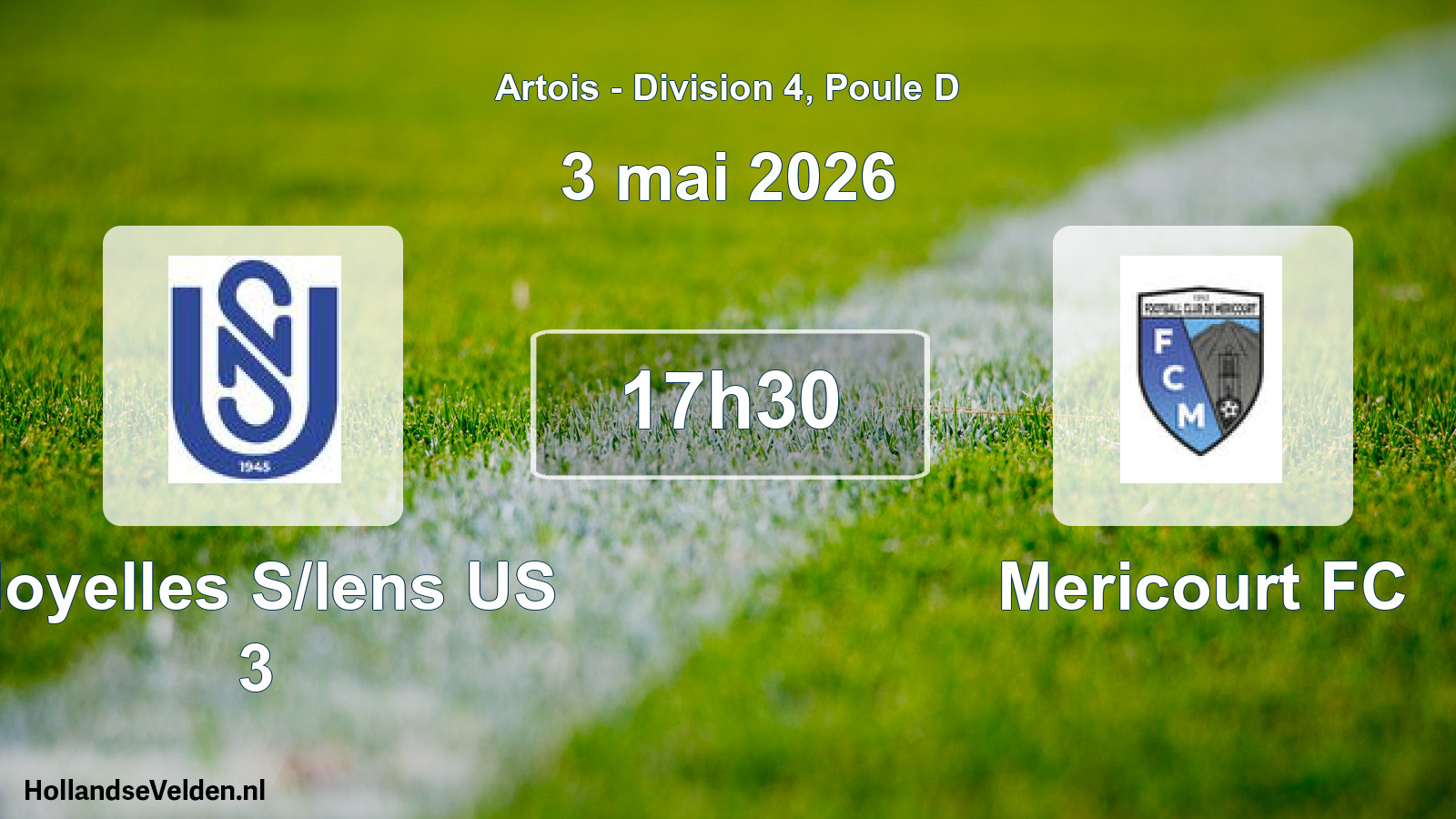 Match programmé: Noyelles S/lens US 3 - Mericourt FC (3 mai 2026)