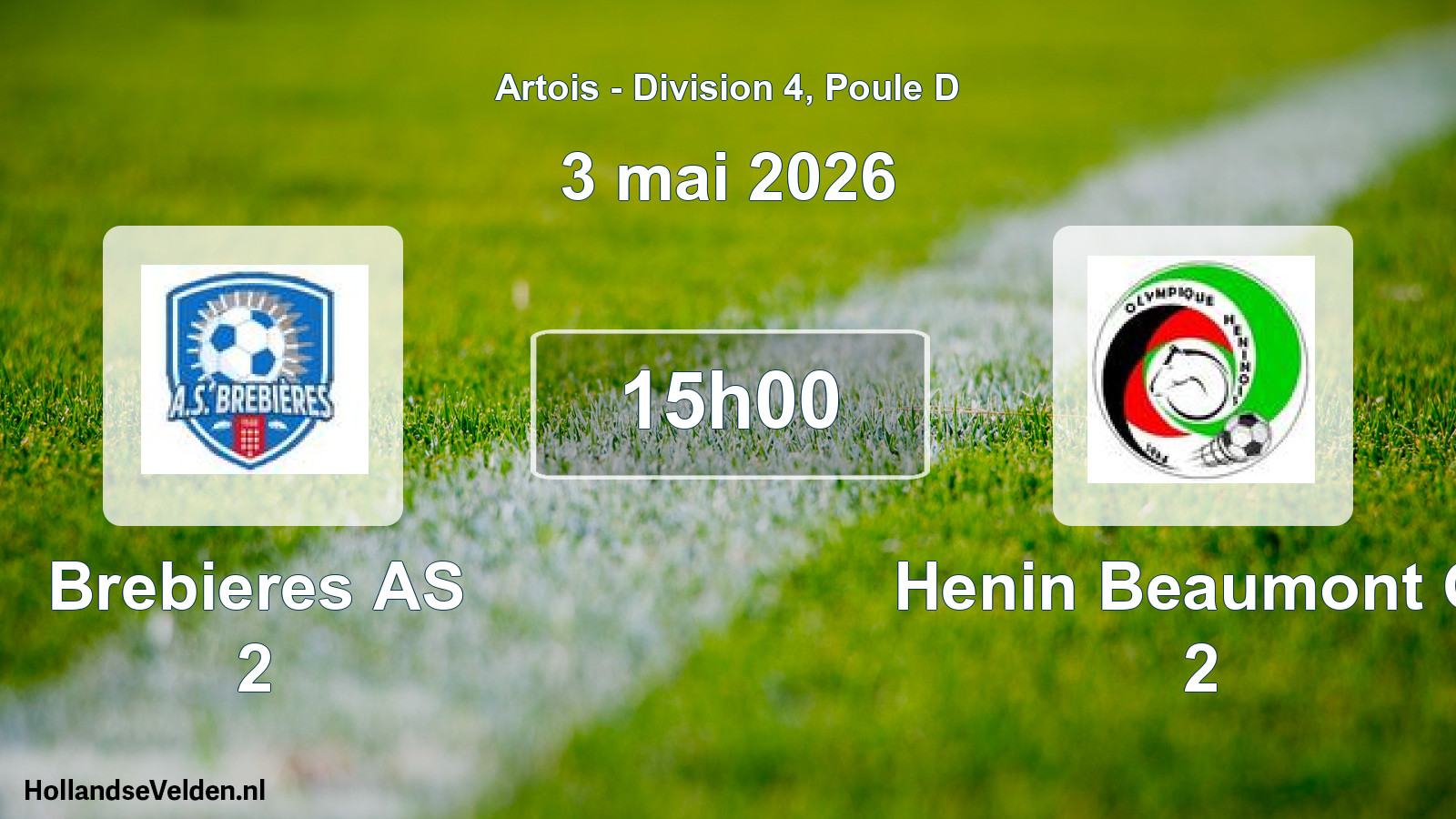 Match programmé: Brebieres AS 2 - Henin Beaumont O. 2 (3 mai 2026)