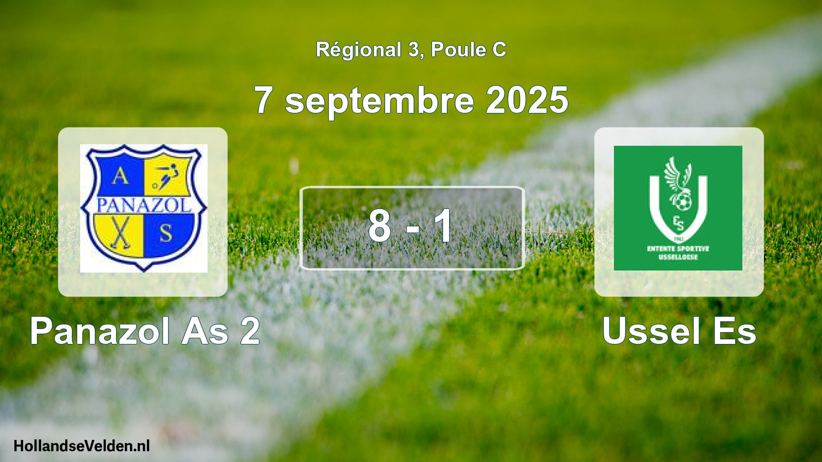 Gespeelde wedstrijd: Panazol As 2 - Ussel Es 8 - 1 (7 september 2025)