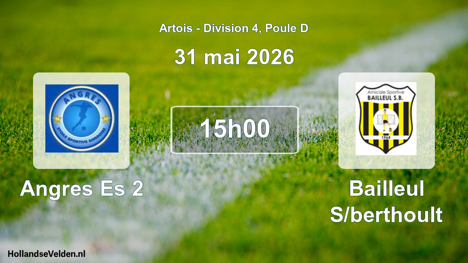 Match programmé: Angres Es 2 - Bailleul S/berthoult (31 mai 2026)