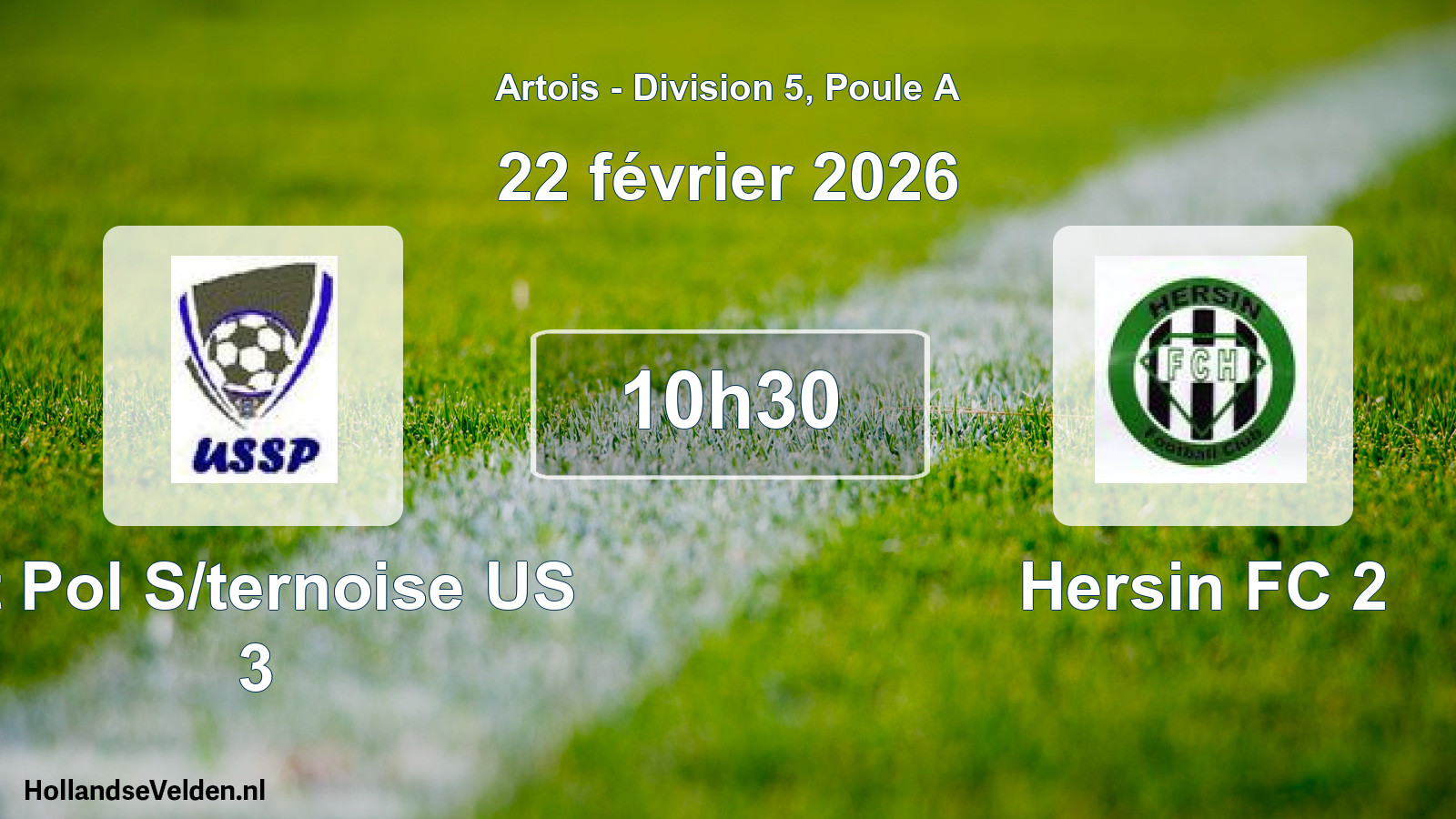 Match programmé: St Pol S/ternoise US 3 - Hersin FC 2 (22 février 2026)